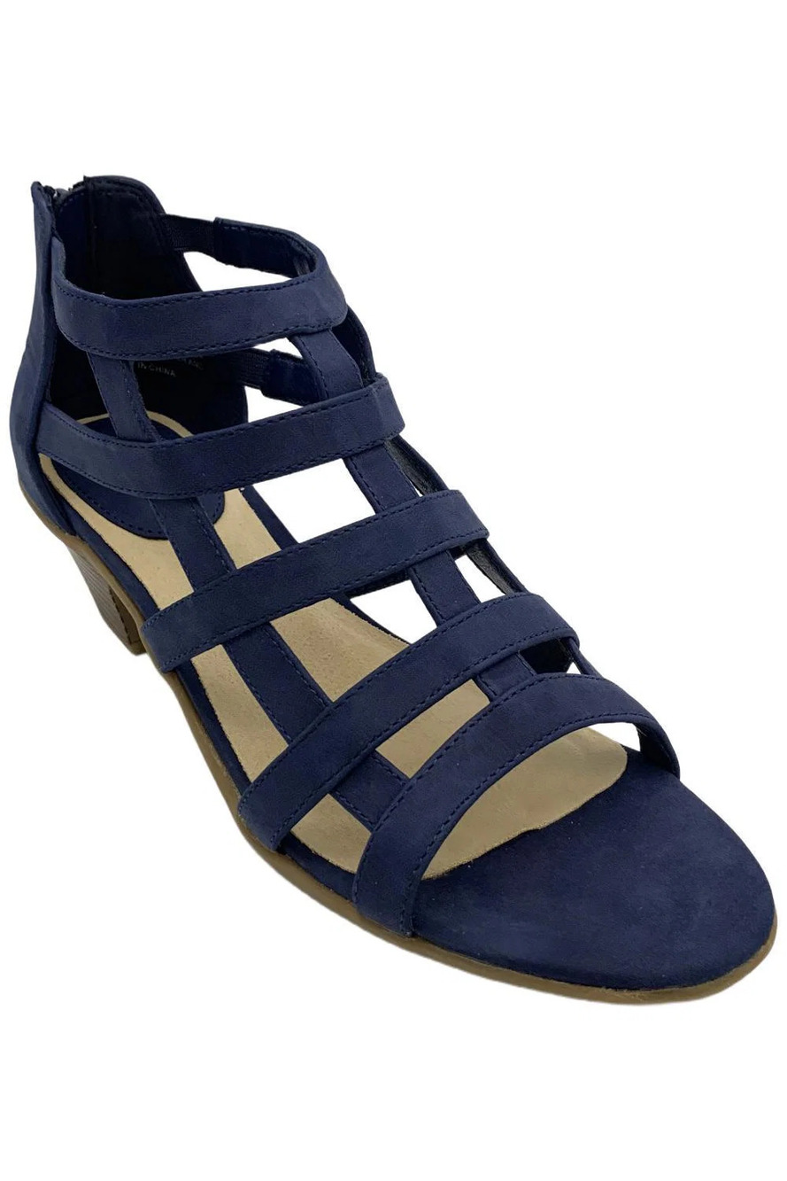 Masseys Women's Hudson Zip Heeled Gladiator Sandals Navy - Medium